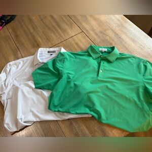 BUNDLE Men’s Large Peter Millar Summer Comfort Polos White Green w 1910 Crest